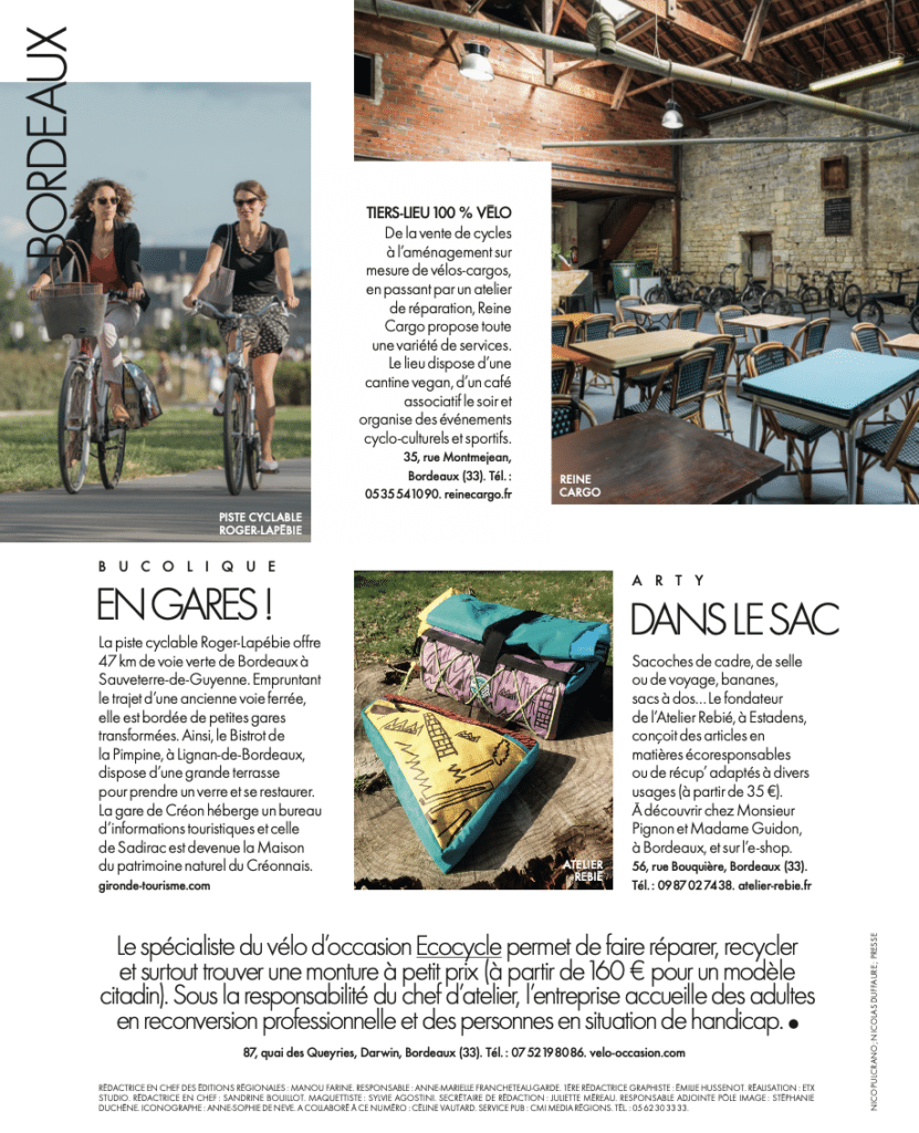 Article Elle Magazine vélo occasion Bordeaux